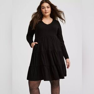 Torrid V-Neck Tiered Midi Dress